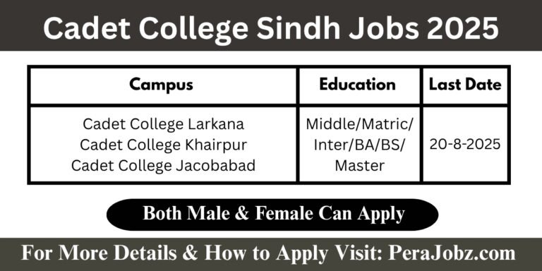 Cadet College Sindh Jobs 2025