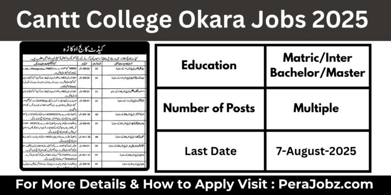 Cantt College Okara Jobs 2025