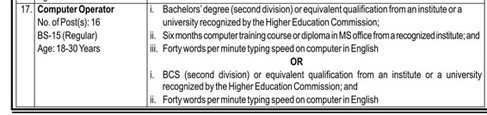 Computer Operator Jobs 2025 in University of Narowal