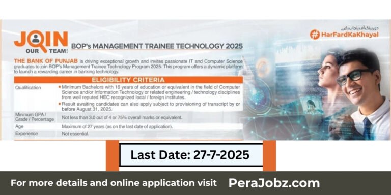 Management Trainee Technology Jobs 2025 in Bank of Punjab