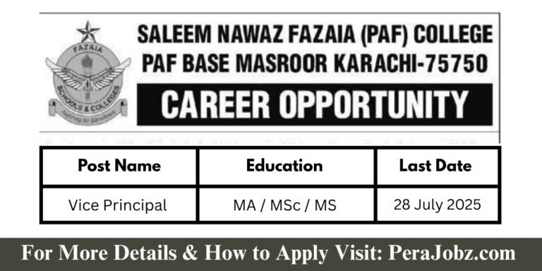 PAF College at PAF Masroor Base Karachi Jobs 2025