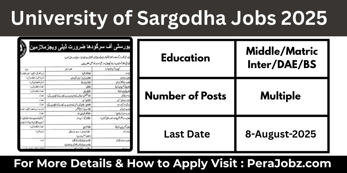 University of Sargodha Jobs 2025