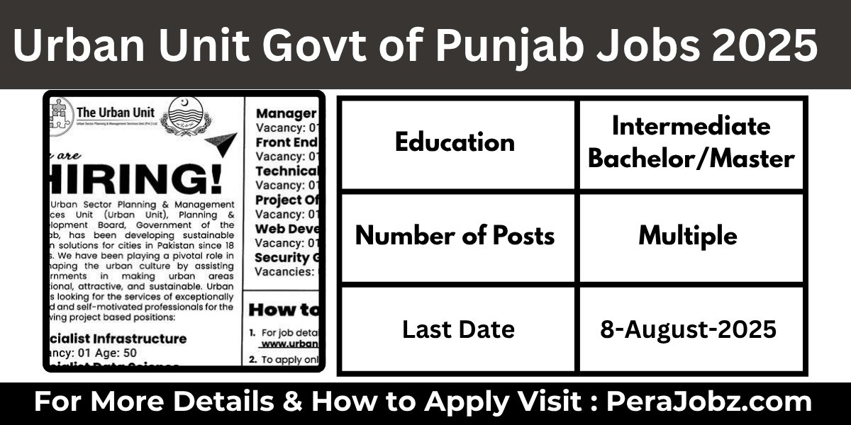Urban Unit Govt of Punjab Jobs 2025