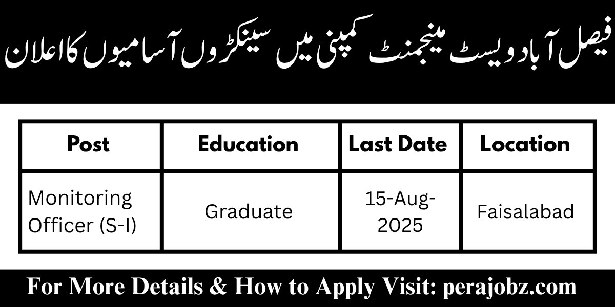 Faisalabad Waste Management Company FWMC Jobs 2025