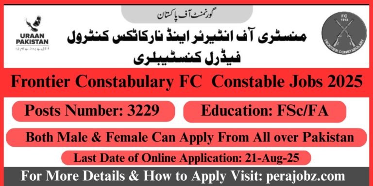 Frontier Constabulary FC Constable Jobs 2025