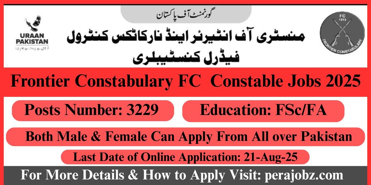 Frontier Constabulary FC Constable Jobs 2025